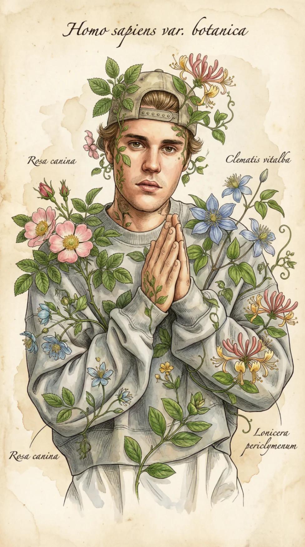 Botanical Illustration Portrait AI generated image example