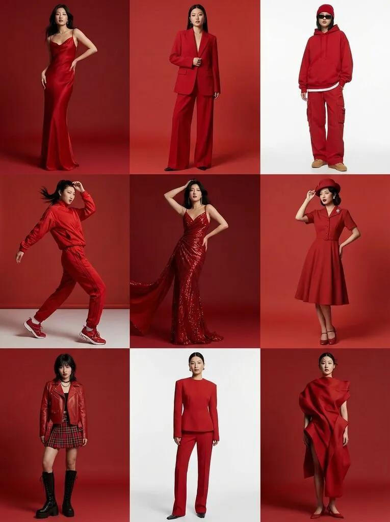 Fashion Color Theme Collage (Red) AI generated image example