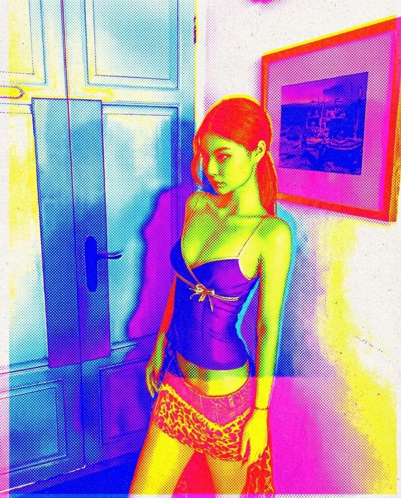 Risograph Print Neon Overprint AI generated image example