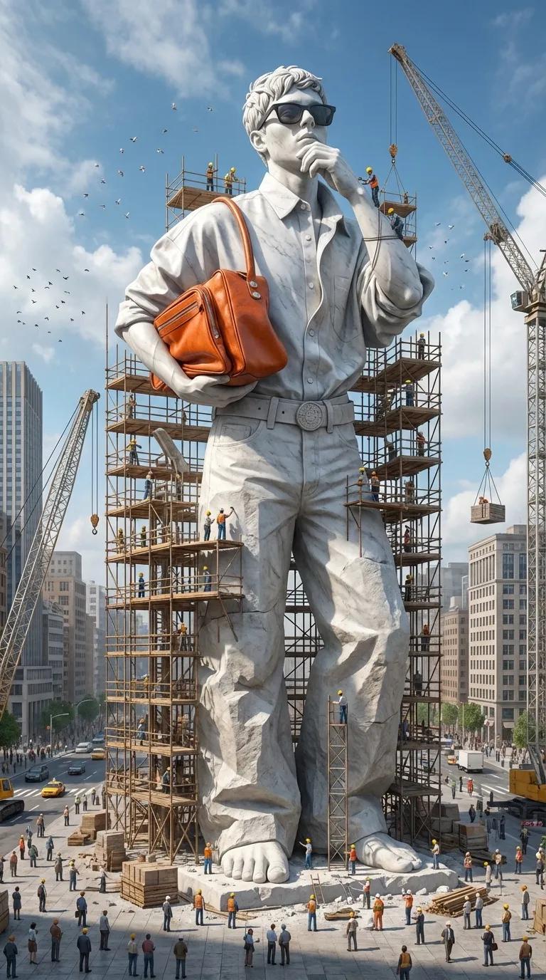 Giant Statue Construction AI generated image example