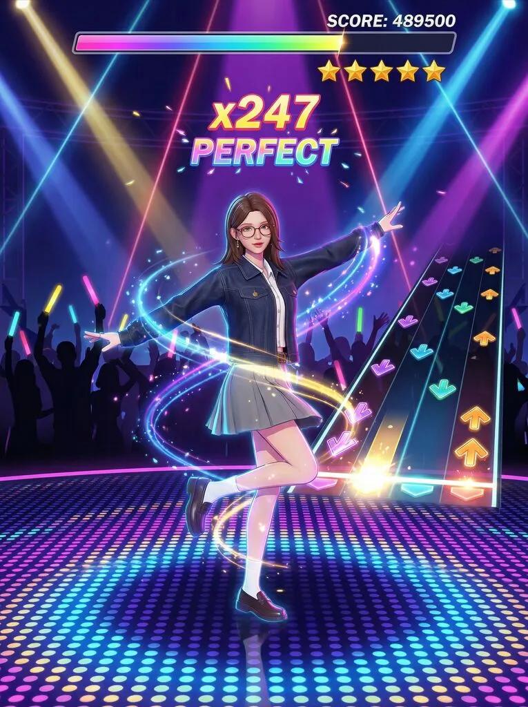 Game UI Rhythm Dance Screen AI generated image example