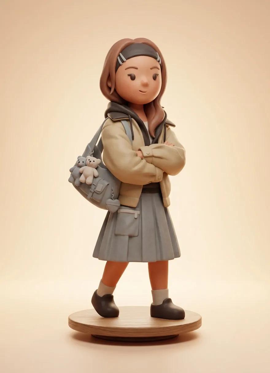 3D Clay Render Figure AI generated image example