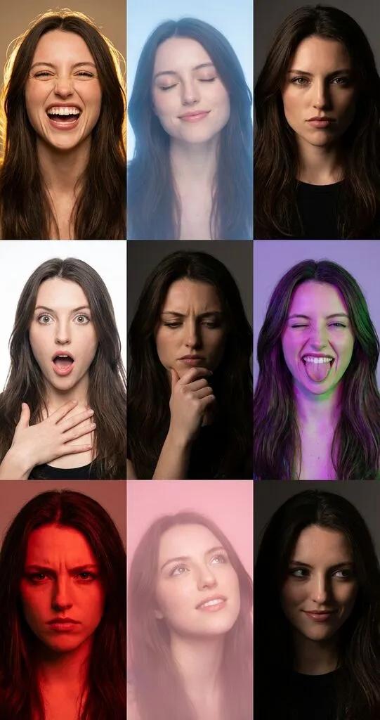 Emotion Spectrum 3x3 Grid AI generated image example