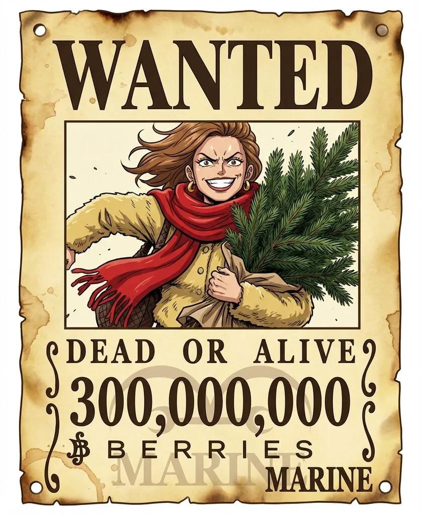 One Piece Straw Hat Crew Wanted Poster AI generated image example