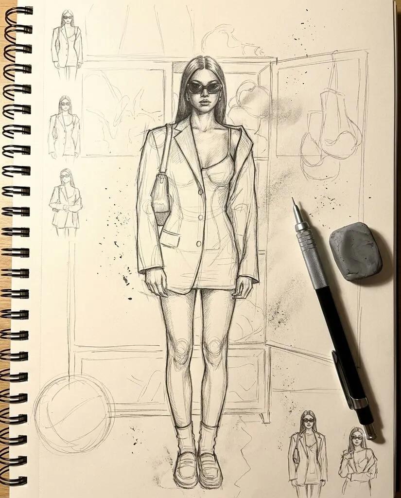 Pencil Sketch Construction Lines AI generated image example
