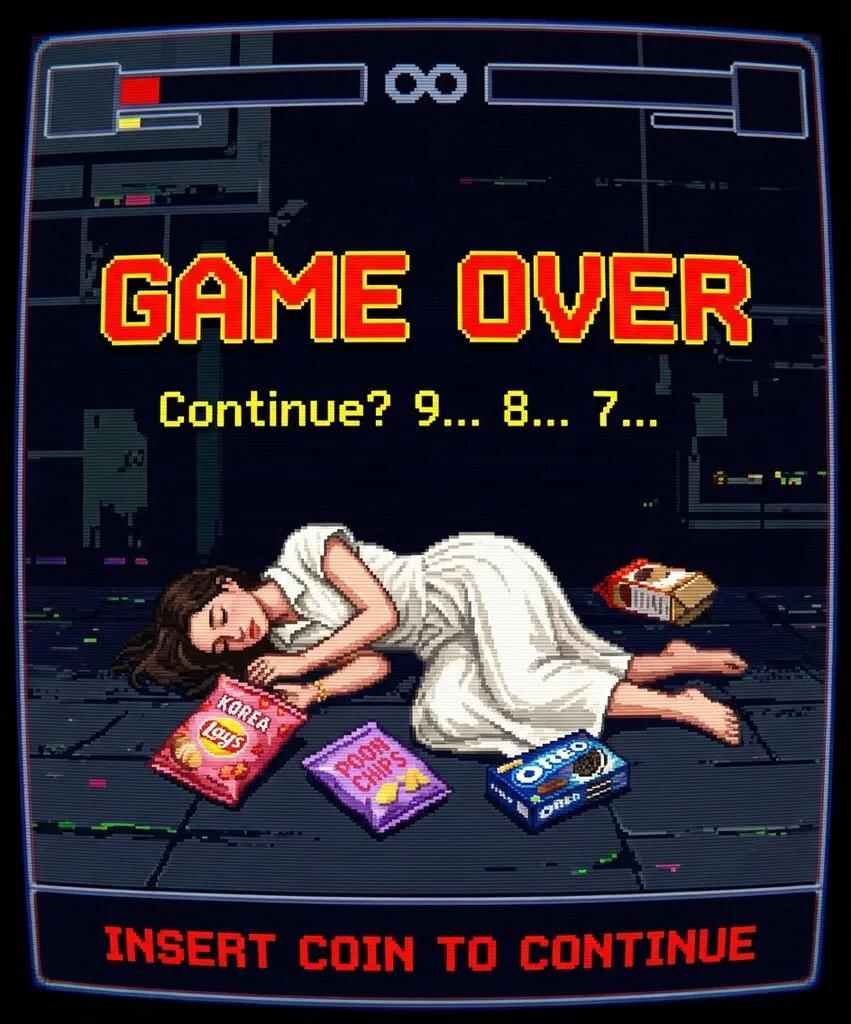 Retro Game Over Continue Screen AI generated image example