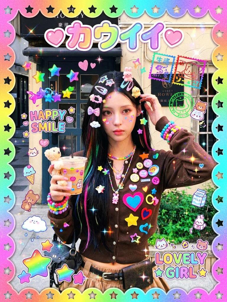 Harajuku Decora Fashion Photobooth AI generated image example