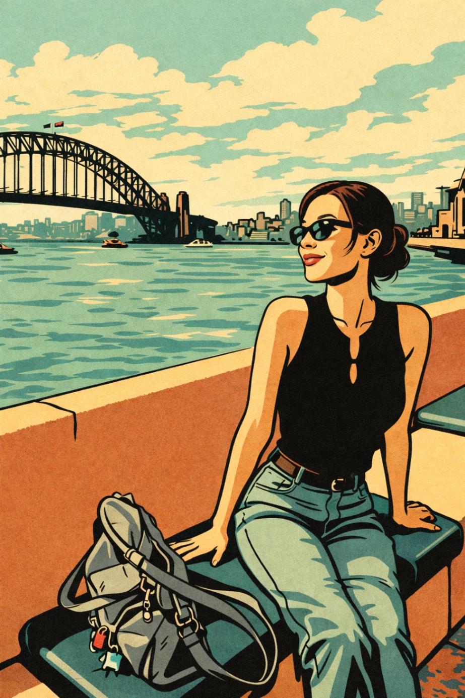 Bold Mid Century Editorial Comic Illustration AI generated image example