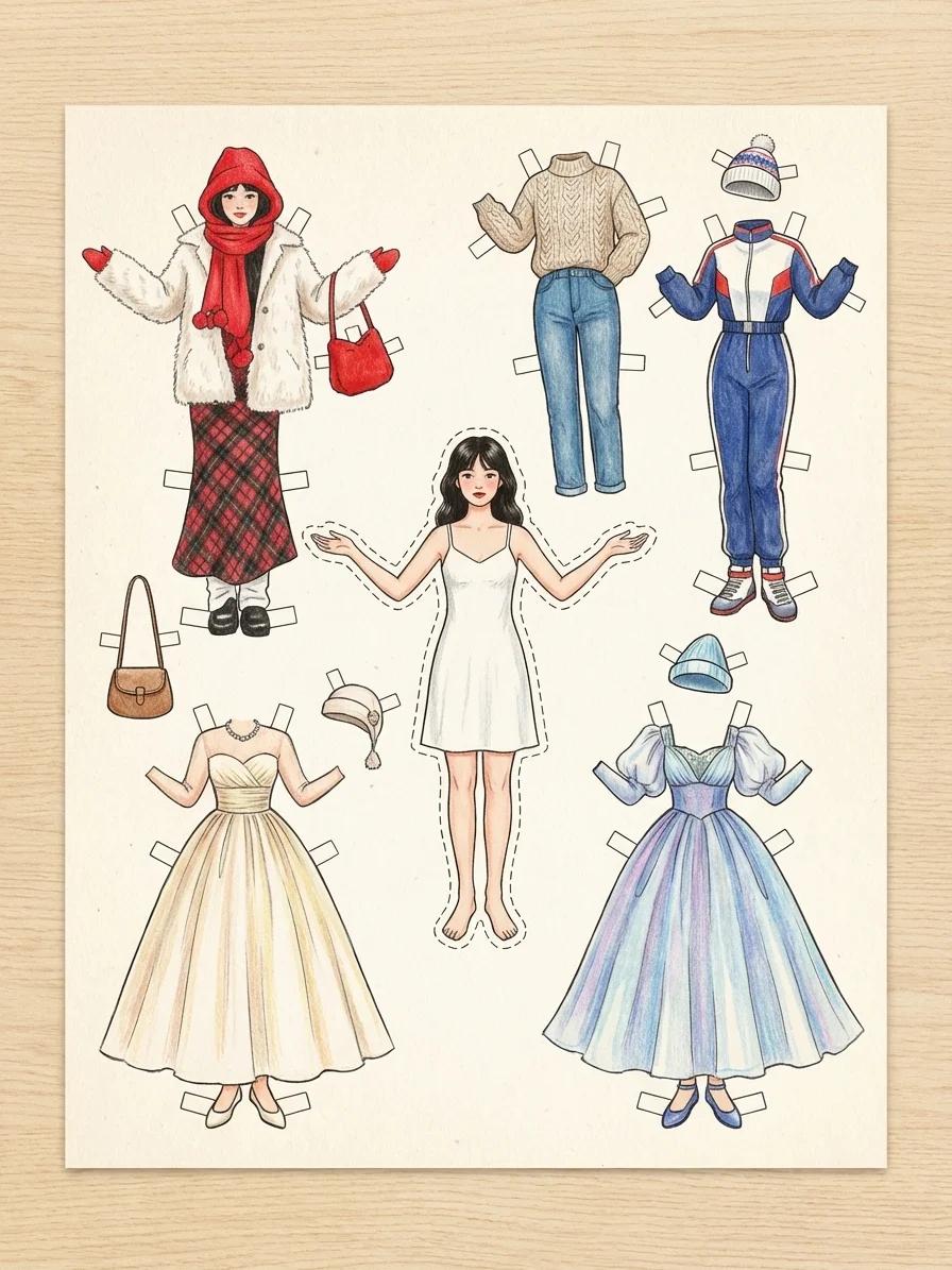 Paper Doll Dress-Up (Vintage) AI generated image example