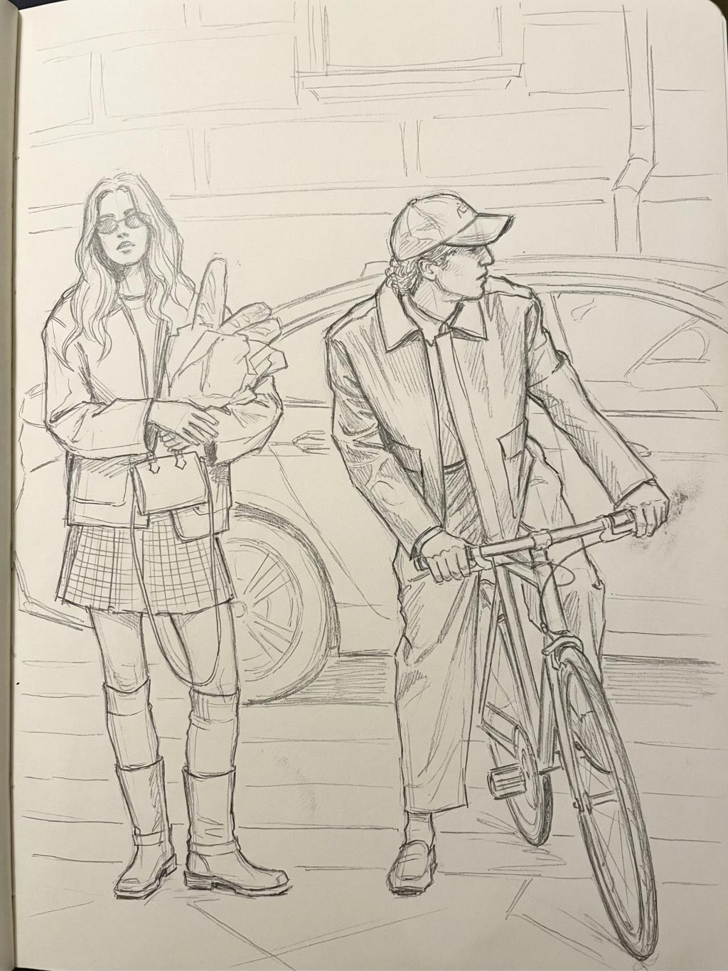 Graphite Pencil Editorial Sketch Illustration AI generated image example