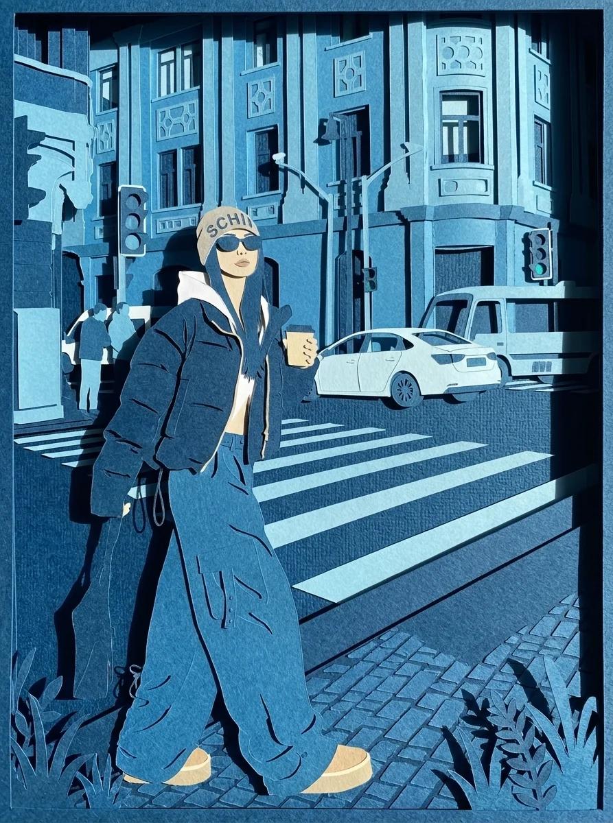 Paper Cutout Layered Shadow Box AI generated image example