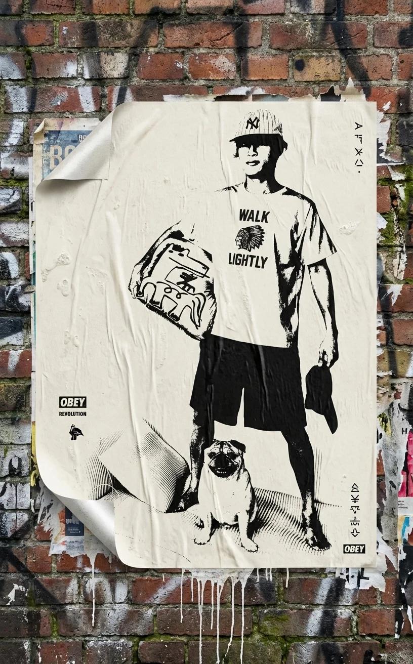 Street Art Wheatpaste Poster AI generated image example