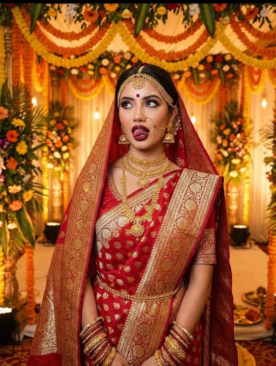 Traditional Indian Bridal Saree Portrait AI generated image example