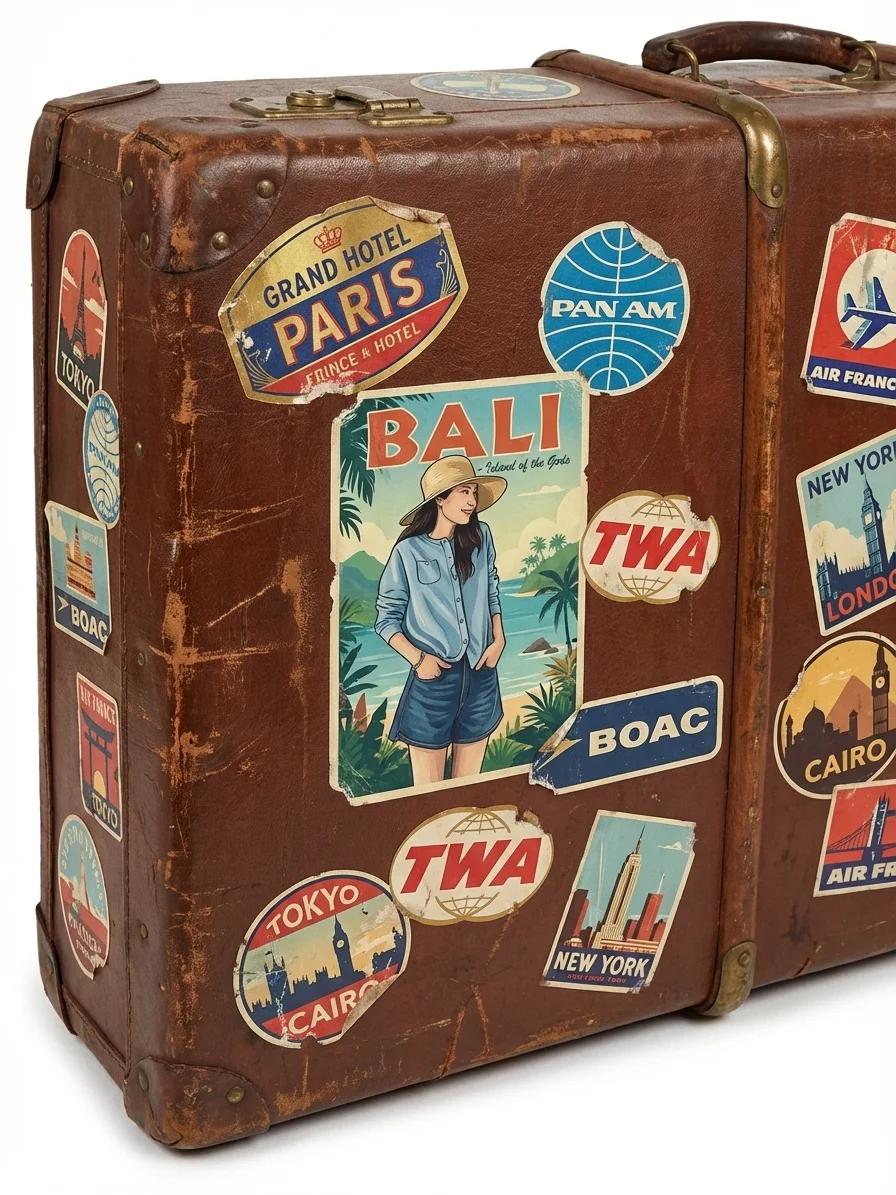 Retro Travel Luggage Sticker AI generated image example