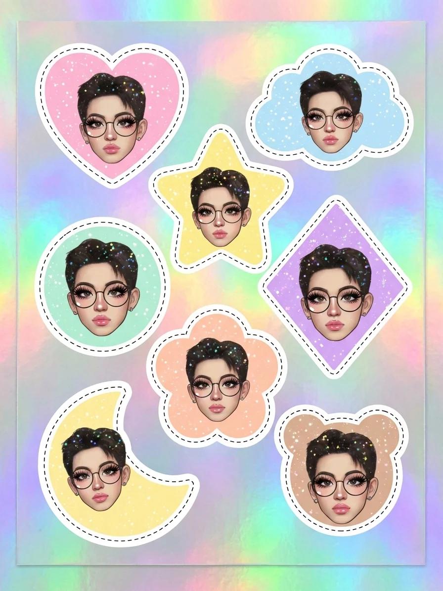Gyaru Photobooth Deco Sticker Sheet AI generated image example