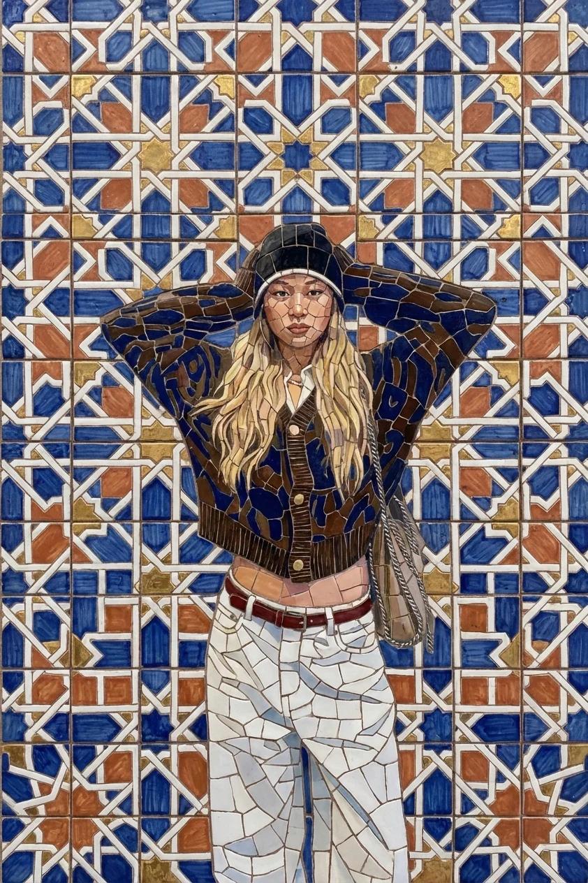 Ceramic Tile Mosaic Portrait AI generated image example