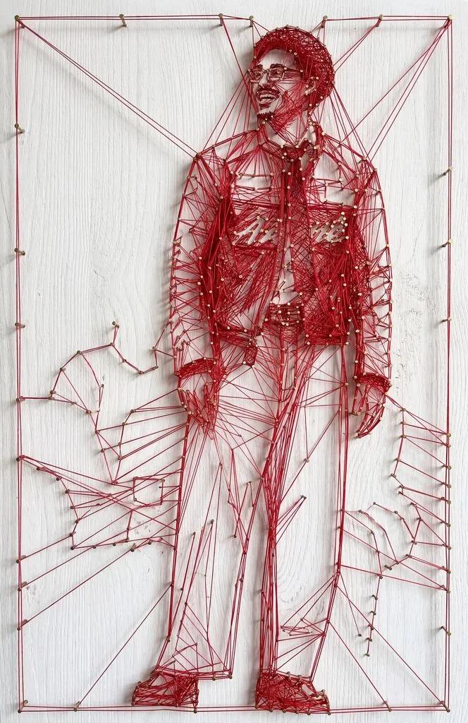 Red Thread of Fate String Art AI generated image example