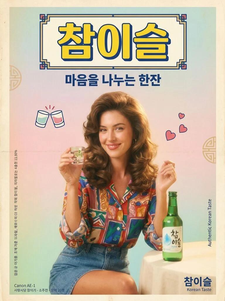 Vintage Korean Soju Ad Poster AI generated image example