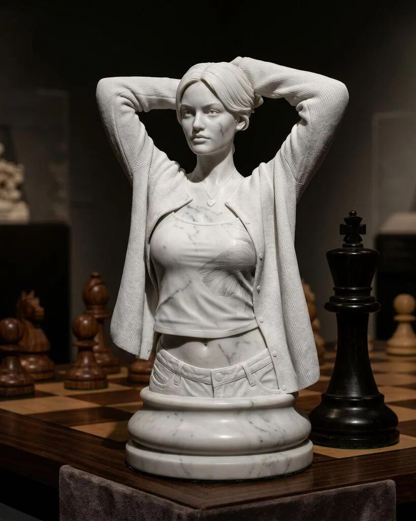 Chess Piece Marble Sculpture AI generated image example