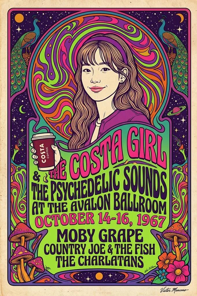 Concert Poster (Vintage Rock Band Style) AI generated image example