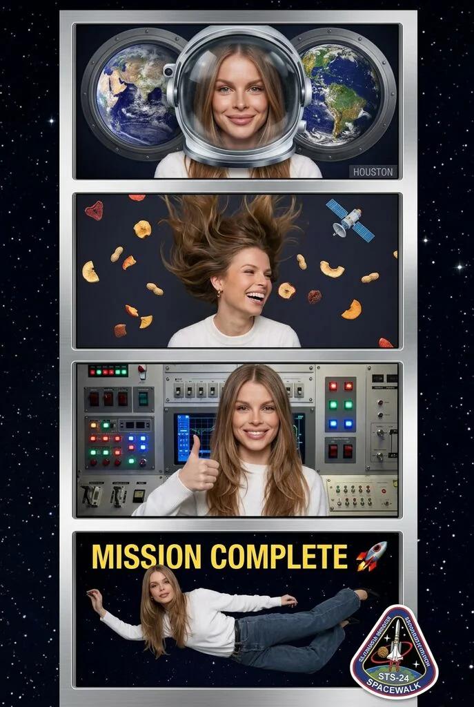 Space Station Astronaut Photo Booth Strip AI generated image example