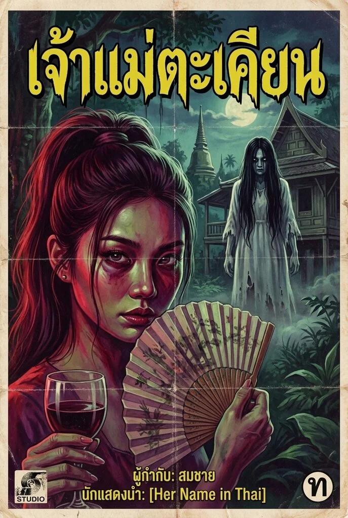 Thai Movie Poster 1980s Horror Style AI generated image example