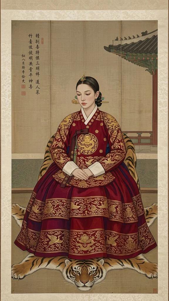 Traditional Korean Hanbok Royal Court Portrait AI generated image example
