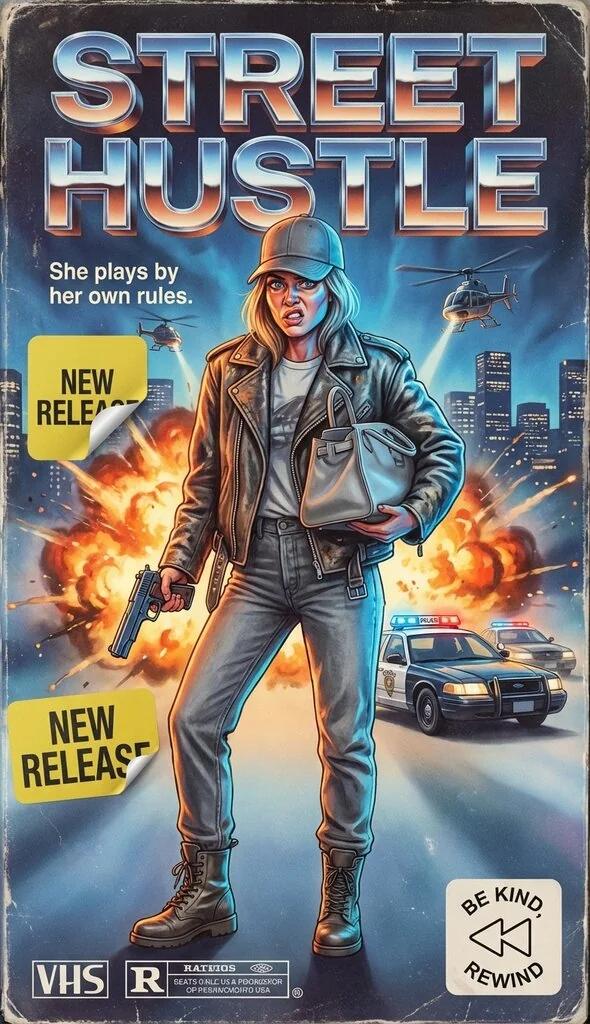 VHS Rental Store Shelf Cover AI generated image example