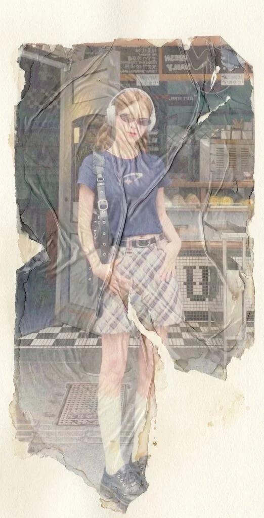 Polaroid Emulsion Lift Transfer AI generated image example