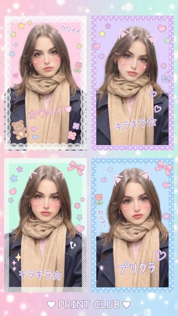 Japanese Game Center Print Club (Purikura 2.0) AI generated image example