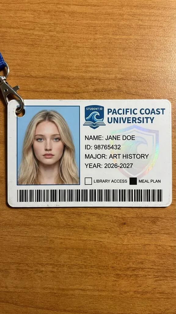 Student ID Card Campus Portrait AI generated image example