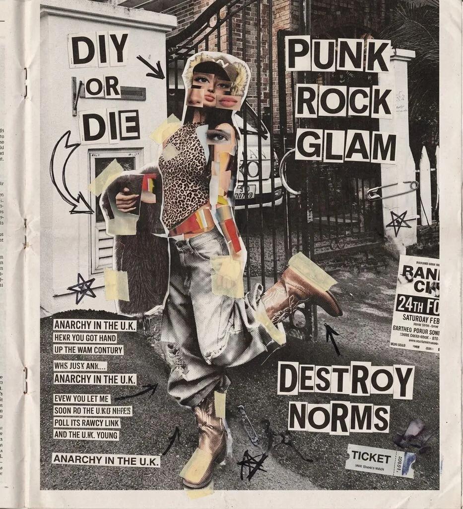 Newspaper Clipping Punk Collage AI generated image example