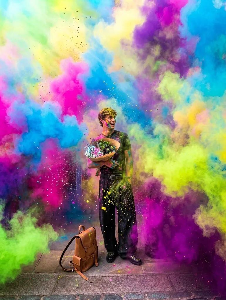Smoke Bomb Color Powder Explosion Effect AI generated image example