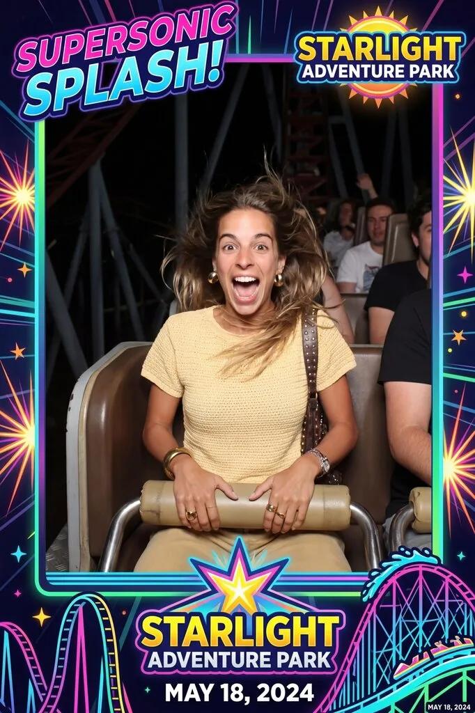 Amusement Park Ride Souvenir Photo Frame Strip AI generated image example