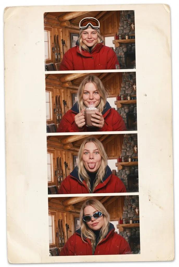 Retro Ski Lodge Mountain Chalet Photo Strip AI generated image example