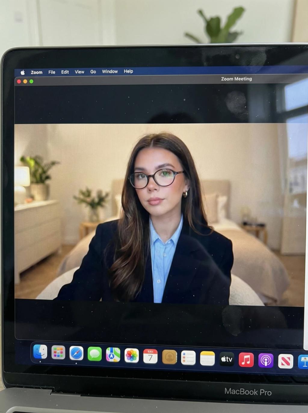 Single-Person Zoom Screen Macbook AI generated image example