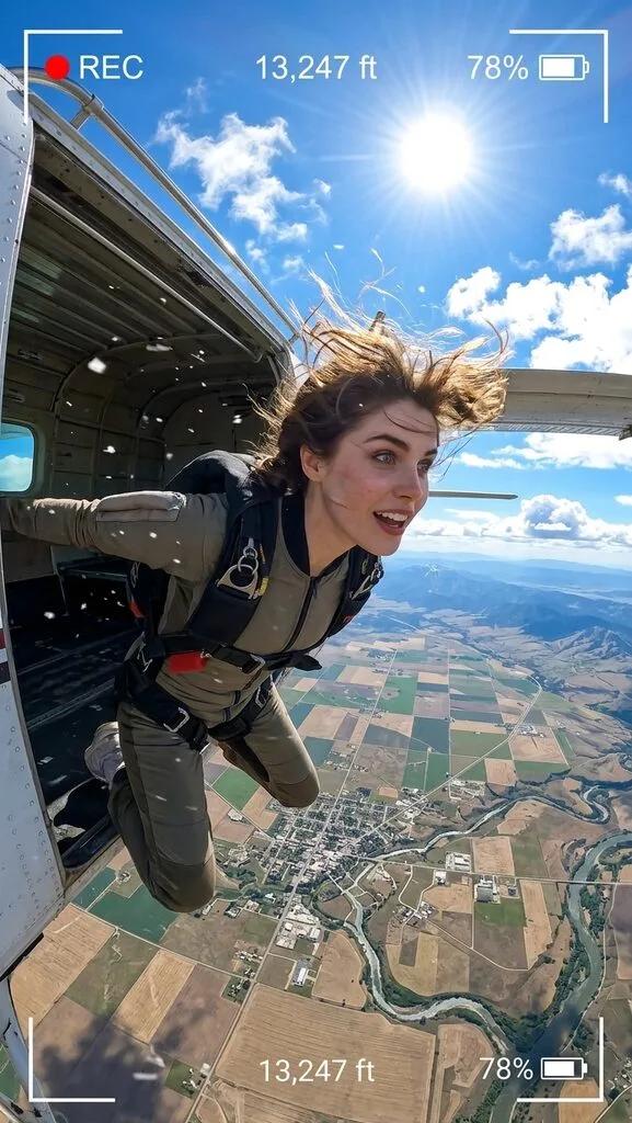 Skydiving Exit Door Airplane POV Camera Effect AI generated image example