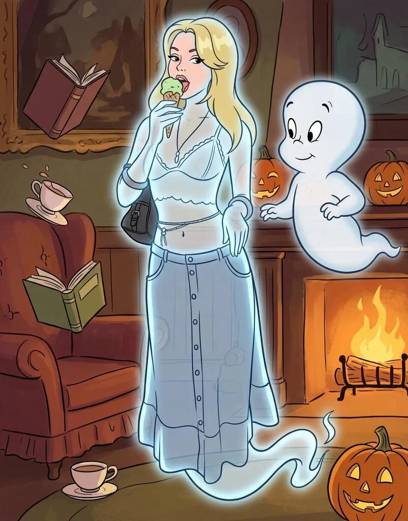 Casper the Friendly Ghost Cartoon Character Transformation AI generated image example
