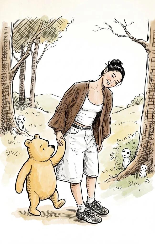 Winnie the Pooh E.H. Shepard Classic Book Illustration Style Character AI generated image example
