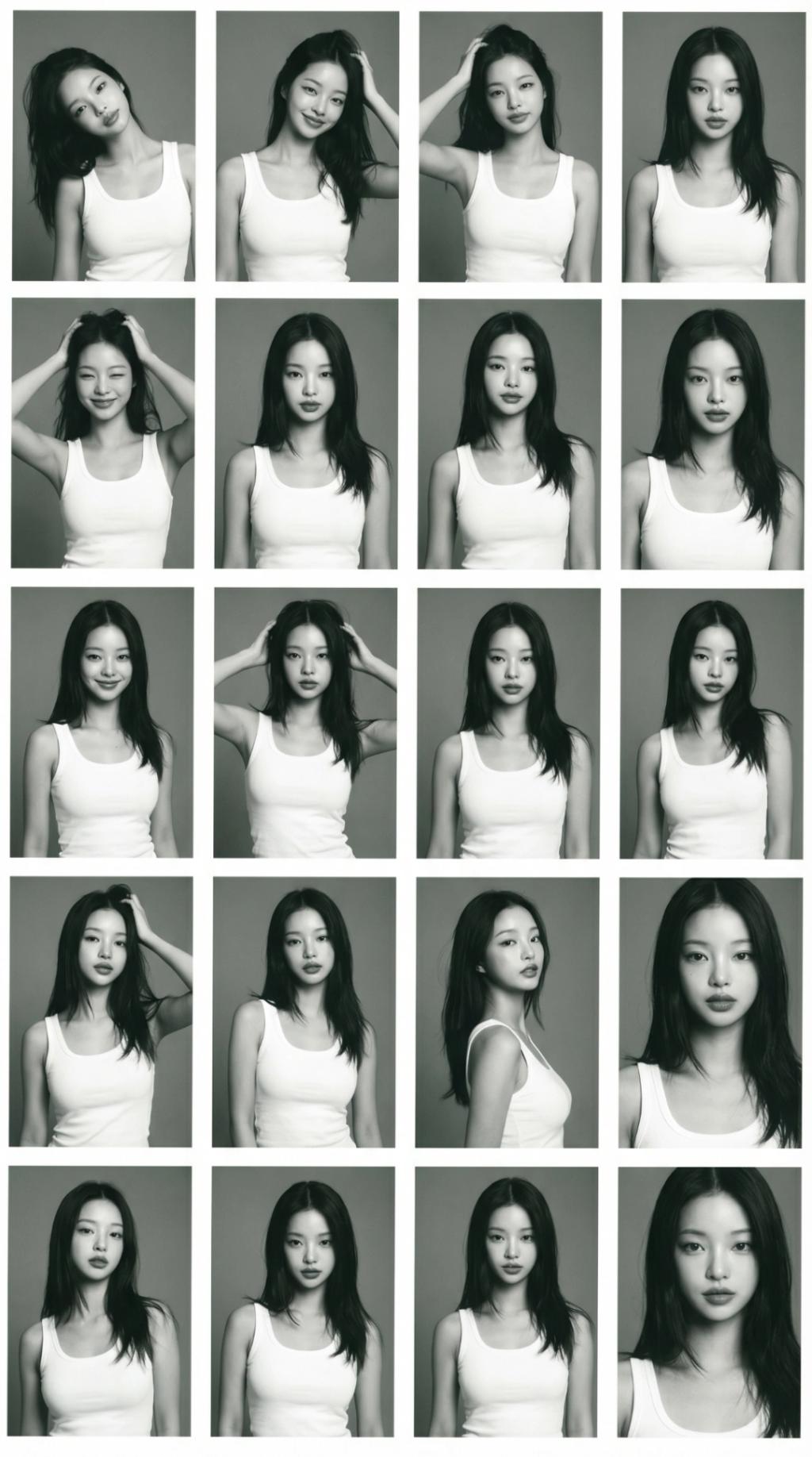 Vintage Editorial Fashion Model Contact Sheet AI generated image example