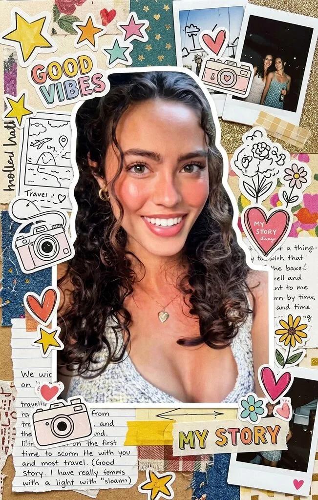 Sticker Collage Scrapbook Cover Effect AI generated image example