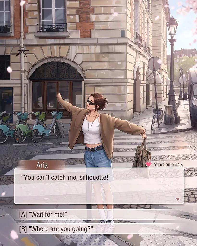 Dating Sim Visual Novel Dialogue Scene AI generated image example