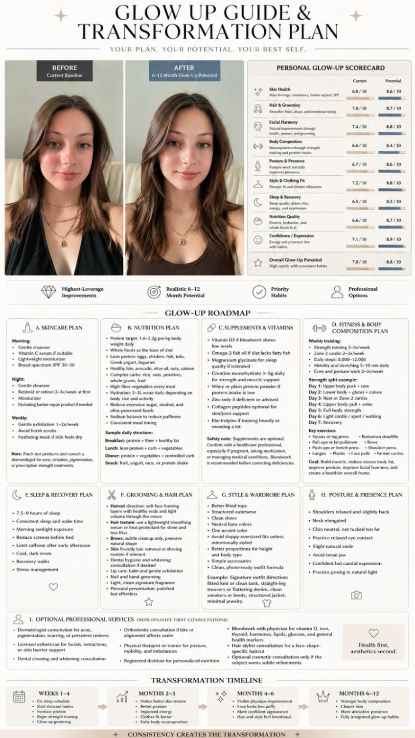 Glow-Up Guide & Transformation Plan Report AI generated image example