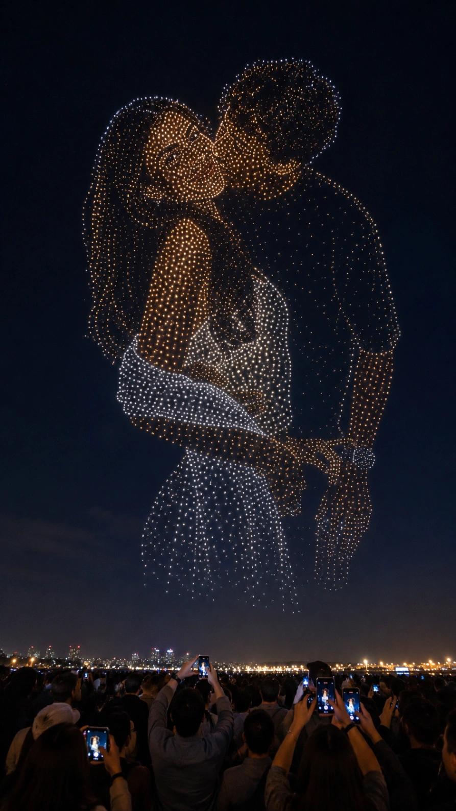 Nighttime Drone Light Show AI generated image example