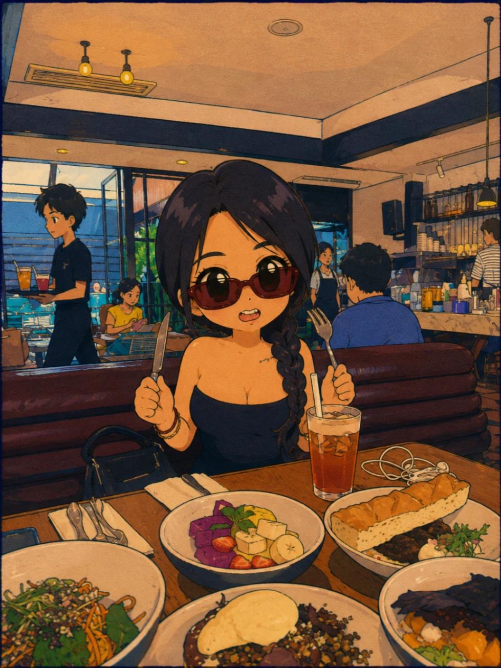 Hand-drawn Late 1990s Japanese Chibi TV Anime AI generated image example